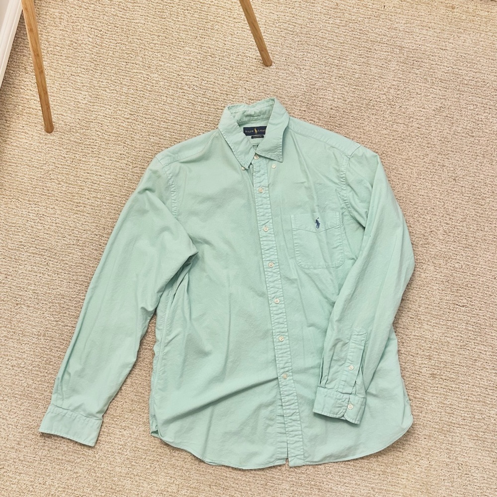 Polo Button Down Shirt - Mint/Large